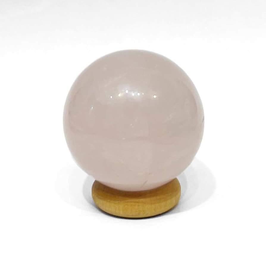 Amazon.co.jp: ローズクォーツ 丸玉 置物 45mm 穴なし 台座付 1